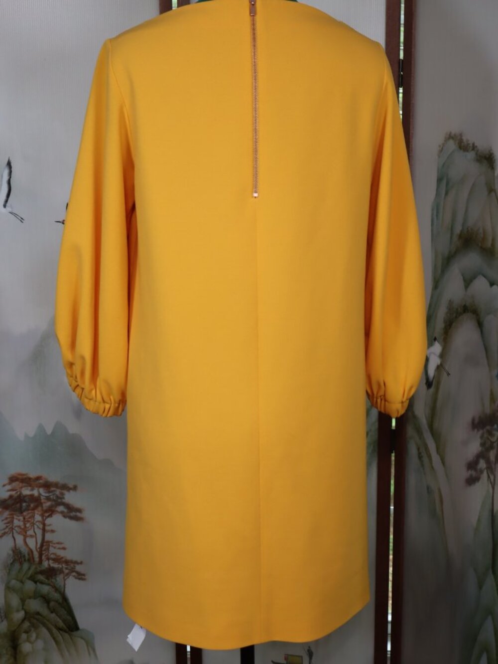 Tibi Golden Yellow Mini Dress with Balloon Sleeves - Picture 4 of 8